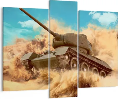 Produktbild von Bild auf Leinwand - Leinwandbild - Panzer Poligon Feld - 95x80cm - Wand Bild - Wanddeko - Wandbilder - Leinwanddruck - Bilder - Kunstdruck - Wanddekoration - Leinwand bilder - Wandkunst - CB95x80-3814