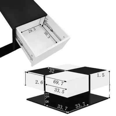 Zdjęcie produktu dla Stolik kawowy, nowoczesny design, ukryta przestrzeń do przechowywania, czarny
