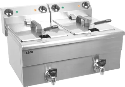 Obrázok produktu pre Dvojitá fritéza 2x10 litrov z nehrdzavejúcej ocele - s vypúšťacím kohútikom, 6,5 kW
