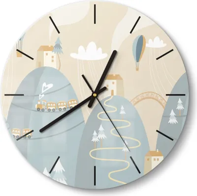 Produktbild von DEQORI Glasuhr Ø30 cm Modern 'Luftballonreise' Wanduhr Glas Uhr Design leise Küchenuhr