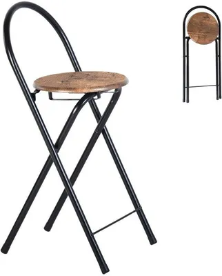 Produktbild von Faltbarer Klapphocker - Faltbarer Hocker für den Außenbereich - Barhocker mit Rückenlehne - Leichtgewicht - Platzsparend - Sitzhöhe 57 cm - Faltstuhl