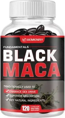 Produktbild von Black Maca 1000mg (120 Kapseln) Nahrungsergänzungsmittel, Männer, Energie, Ausdauer, Stärke