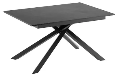 Zdjęcie produktu dla Stół rozkładany Pulse 25 z matowym szarym blatem z cementu i melaminy oraz czarną metalową ramą – wymiary 140-190 x 90 x 76 cm