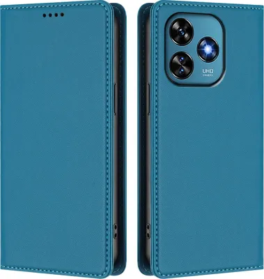 Image de Étui en cuir pour Oukitel C51, étui à rabat magnétique en cuirPolyuréthaneavec support, bleu lac