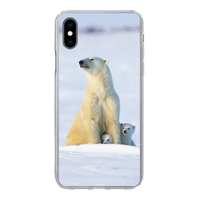 Produktbild von MuchoWow® Handyhülle Schutzhülle Hülle für iPhone Xs Eisbär - Schnee - Jungtiere Silikon Softcase Handy Hülle - Handytasche