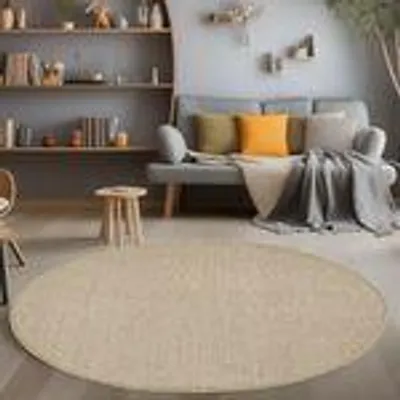 Produktbild von Modern Wohnzimmereppich Robust Meliert Einfarbiger Schlingenteppich Cut-Loop Design, Größe: 160 cm Rund, Farbe: Beige
