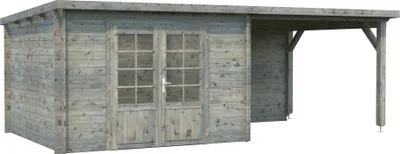 Produktbild von Palmako Gartenhaus Ella 8,7 + 8,2 m² - 28 mm Grau tauchimprägniert