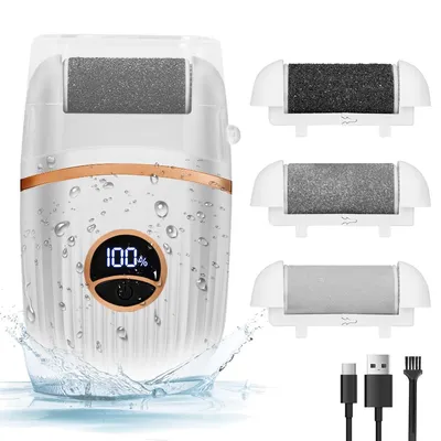 Produktbild von Elektrische Fußfeile und Hornhautentferner, Fußschleifgerät,mit LED-Display,Wasserdicht, 2 Geschwindigkeiten, USB-aufladbar, Weiß