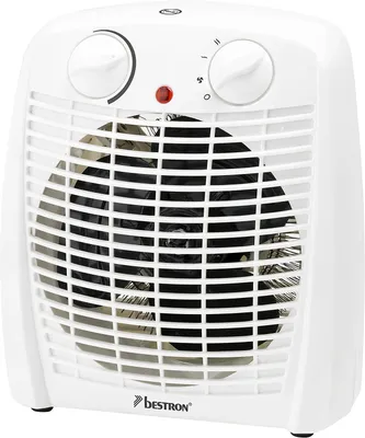 A white Bestron fan heater is shown against a white background.
