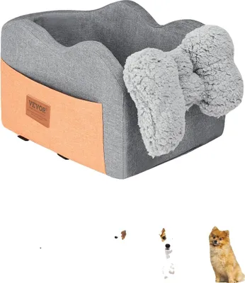 Image de Siège pour chien, conception imperméable, laisse de sécurité incluse, confortable pour les chiens de taille moyenne et grande, boîte gris foncé.