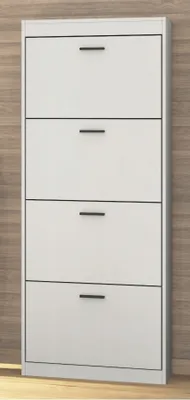 Produktbild von Schuhkipper ROTTE Schuhschrank Weiß 4 Klappen Doppelwalzen ca. 64/162/26 cm