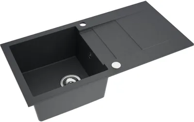 Produktbild von Granitspüle - Spülbecken - Küchenspüle - 86 x 43,5 cm - Black Metallic - Einbauspüle - Kratzfest, Elegant, Platzsparend, mit Siphon, Cascada 40