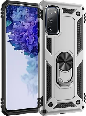 Produktbild von Mobigear Armor Ring  Samsung Galaxy S20 FE Hülle Hardcase Backcover Stoßfest mit Ringhalter - Silber