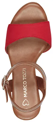Produktbild von MARCO TOZZI Damen Sandalette hoher Schuh Riemchen Korkoptik weich 2-28008-42, Größe:36 EU, Farbe:Rot