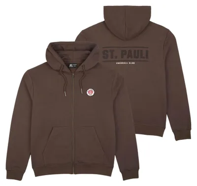 Produktbild von FC St. Pauli Kapuzenjacke Classic Logo, Offizieller Fanartikel, Braune Hoodie-Jacke mit Logo und Reißverschluss, Baumwolle