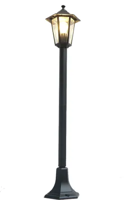 Produktbild von Stehleuchte Kingston schwarz, Höhe 100cm, Durchmesser 19cm, mit klarem Glaseinsatz, 6-Kant Fuß