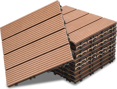 Immagine prodotto di Piastrelle per terrazze Izrielar 77 pezzi (7 m²) Piastrelle a incastro effetto legno, piastrelle in WPC, 30 x 30 cm, marroni
