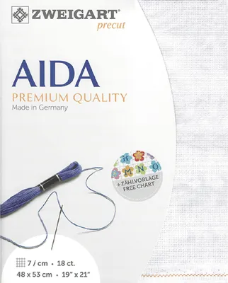 Zdjęcie produktu dla AIDA Zweigart precut 18 ct. Fein-Aida Vintage 3793 Farbe 7139 grau, Zählstoff für Kreuzstich 48x53cm