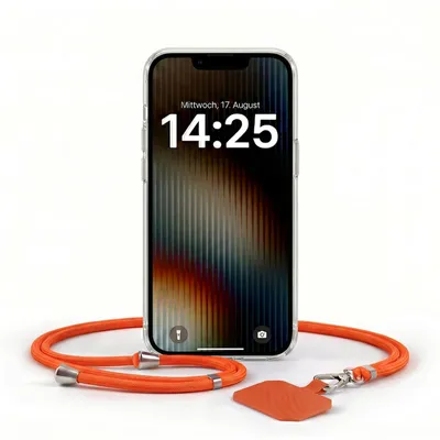 Produktbild von Handyhülle für Apple iPhone 13 Pro Max mit Handykette Band in Rot Kordel Hülle Case Schutzhülle Transparent