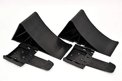 Produktbild von Komplett-Set: Unterlegkeile incl. Halter 2 Stück schwarz - 1600 kg - Bremskeil Anhänger Keile bis 1.6t