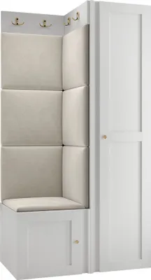 Produktbild von MIRJAN24 Garderoben-Set Orion Ramiro XXV, Kleiderschrank, Schuhschrank, Kleiderhakenbrett, 7x Paneel 42x42, 6 Kleiderhaken für Kleidung, Metallgriffe (Farbe: Weiß, Manila 02)