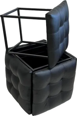 Obrázok produktu pre 5-in-1 pouffe-transformer - 5 stools in 1 pouffe black eco leather