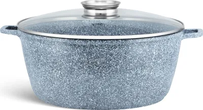 Produktbild von Kochtopf 10L graue Farbe Suppentopf Spargeltopf Soßentopf Topf Steinbeschichtung, Glasdeckel, Induktion