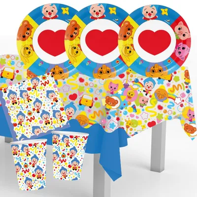 Partyset Clown Plim Plim – 8 Teller, Becher, Servietten & Tischdecke