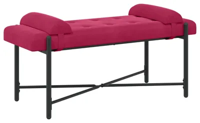 Obrázek produktu pro vidaXL Čalouněná lavice s knoflíky a polštáři, vínově červená, 110 x 40 x 46 cm, samet