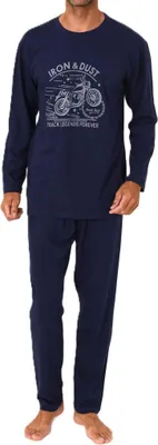 Produktbild von Normann Herren langarm Schlafanzug Pyjama mit Frontprint ; navy , 48