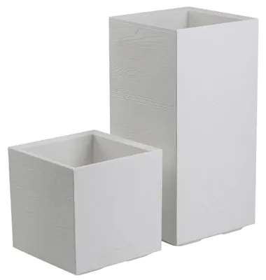 Image de HowHomely | Pot de fleurs - cache-pot sur roulettes - bac à plantes - lot de 2 - 30 x 30 x 30 cm et 30 x 30 x 60 cm - crème