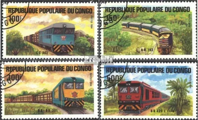 Produktbild von Briefmarken Kongo (Brazzaville) 1984 Mi 963-966 (kompl.Ausg.) gestempelt Lokomotiven
