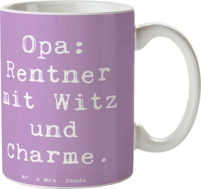 Produktbild von Mr. & Mrs. Panda Kaffeetasse Spruch Opa Rentner - Lavendeltraum - Geschenk, Humor, Großpapa, herzerwärmende Sprüche, schöne tasse, Erinnerung, einzigartige Designs, Liebe