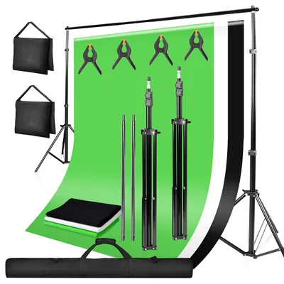 Immagine prodotto di Vigevee 3x2 m Sistema di sfondi per studio fotografico   Set completo con stativo telescopico professionale e borsa