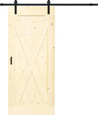 Produktbild von Pertura Schiebetür-Komplettset Yorick X-Brace Vintage unbehandelt 1000x2350 mm inkl.Laufschiene mit Rolle,Griff-Set