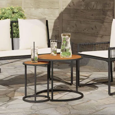 Immagine prodotto di Maison Exclusive - Set di tavolini da caffè, 2 pezzi. Colore: naturale e nero. Dimensioni: 55 x 55 x 45 cm