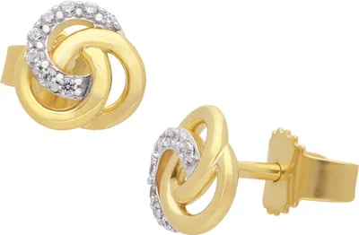 GLIZZ GL8675 Damen-Ohrringe Gold 333/8K Knoten Ohrstecker Mit Zirkonias 1