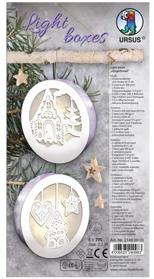 Lightbox-Set Gingerbread, 2 Stück, Ø 11 cm, LED, Bastelset