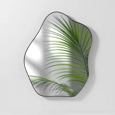 Produktbild von Navaris Deko Wand Spiegel asymmetrisch - 55 x 43,5cm - Wandspiegel modern - für Flur Gäste WC Wohnzimmer Schlafzimmer - Flurspiegel Garderobenspiegel