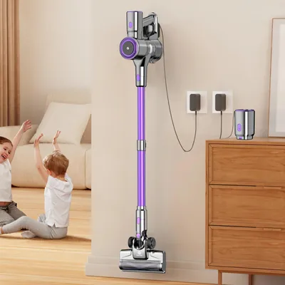 Immagine prodotto di Aspirapolvere a batteria - Aspirapolvere a bastone e portatili - Potenza 400 W - Potenza di aspirazione 60 kPa - Filtro HEPA - Senza sacchetto 1–2 l - Batteria agli ioni di litio 30–59 min - Viola