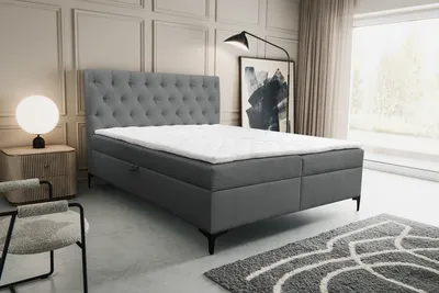 Produktbild von VENASI CLIPSO Boxspringbett 180x200 mit 2 Bettkästen und TOPPER H2/H3 Matratze GRAU LOUIS 668