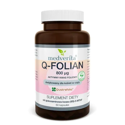 Produktbild von Medverita Q-Folian 800 µg Quatrefolic® 5-MTHF – aktives Folat, Folsäure für Frauen in der Schwangerschaft – 60 Kapseln