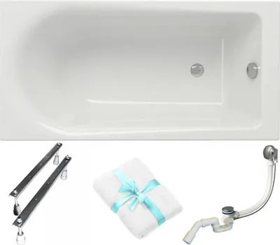 Produktbild von Cersanit | Badewanne - Wanne Rechteckig Flavia - 140 x 70 Cm - Acryl - Siphon Inklusive - Regulierte Füße - Weiß