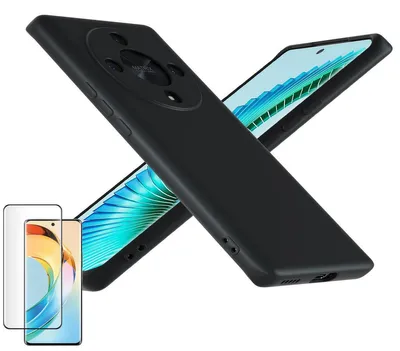 Obrázek produktu pro Pro Honor Magic 6 Lite silikonové TPU pouzdro černé + zakřivená skleněná ochranná fólie H9 pouzdro na mobilní telefon ochrana
