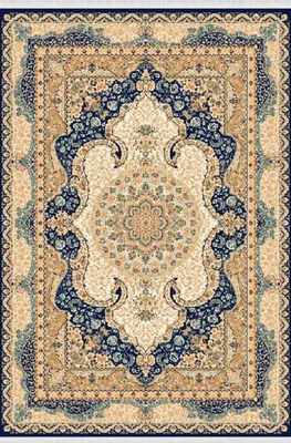 Produktbild von Kunstteppich Teppich Orientteppich Klassisch Vintage Kurzflor Blau Beige