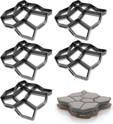 Produktbild von VINGO 5X Pflasterform Pflaster DIY Gehweg Betonpflaster Giessform Garten Schablone mit 9 Kammer 43x43x4cm
