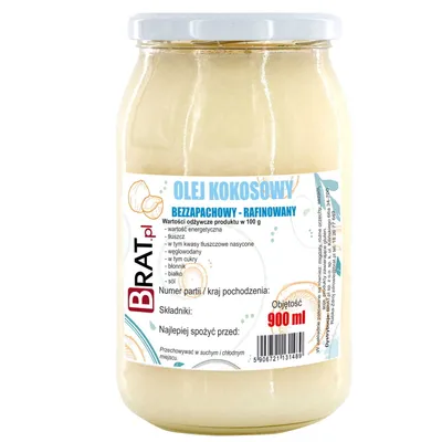 Zdjęcie produktu dla Bezzapachowy olej kokosowy 900ml Brat.pl