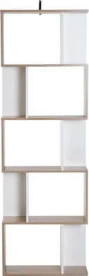 Produktbild von Bücherregal - S-förmig freistehend - 5 Ebenen - Spanplatte - Offene Aufbewahrung - 60 x 24 x 184,5 cm - Moderner Stil