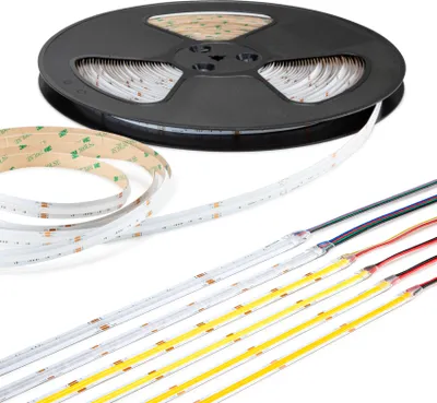 Produktbild von HEXIM COB LED Strip, 1-15 Meter LED Streifen, Auswahl: weiß / CCT / RGB, dimmbar 24V, IP20, 3000-6000K, Band 11mm breit, indirekte Beleuchtung (1 Meter RGB)