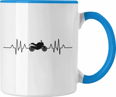 Produktbild von Trendation - Motorradfahrer Geschenk für Männer Motorrad Tasse mit Spruch Kaffeetasse Biker Herren (Blau)